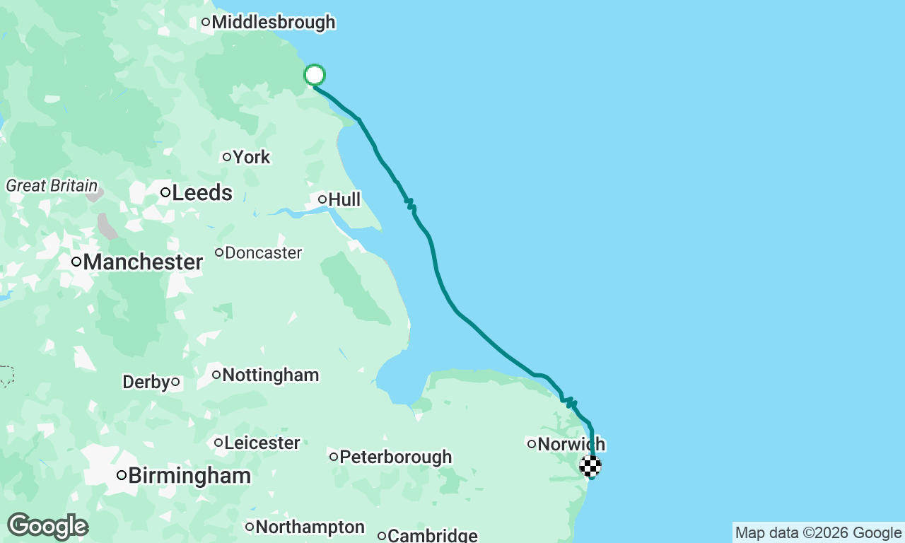 Scarborough to Lowestoft.