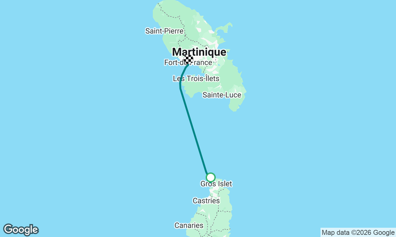 Rodney Bay direction Fort de France Baie des Flamands, Fort St-Louis