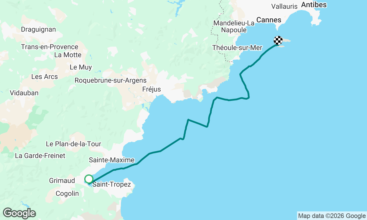 San Tropez to
Ile Saint Honorat