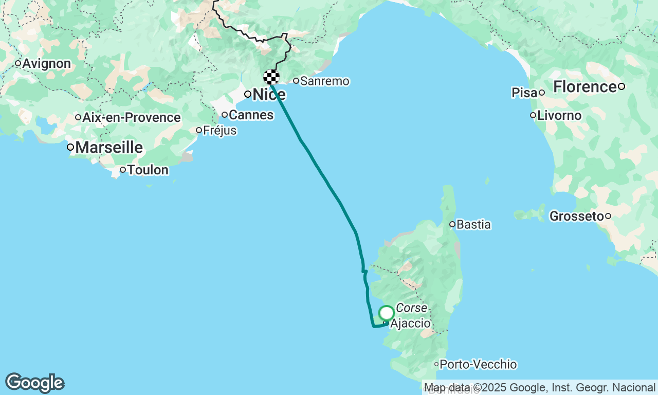 Ajaccio, Corsica to Menton, France