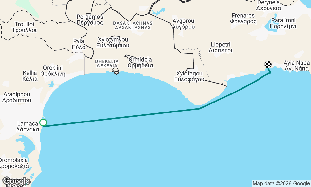 Larnaca to nissi beach