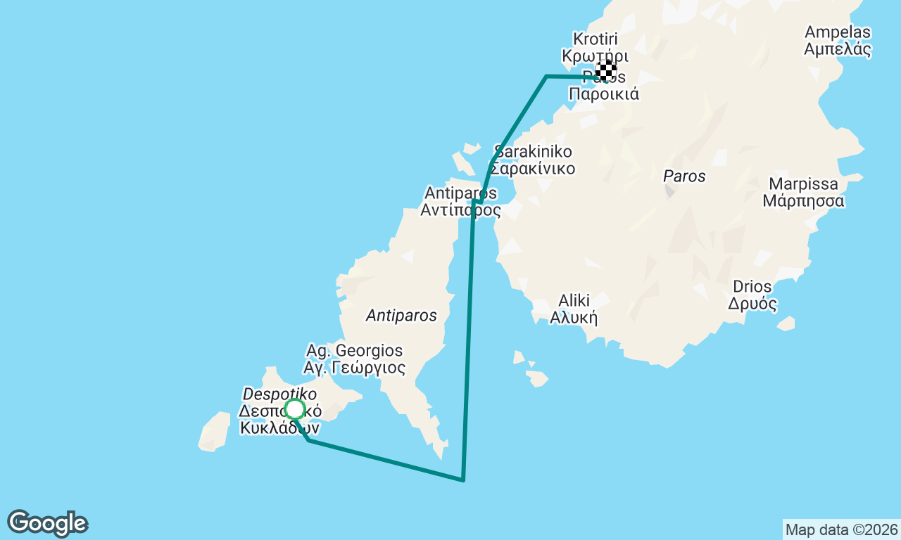 Despotiko to Antiparos to Paros