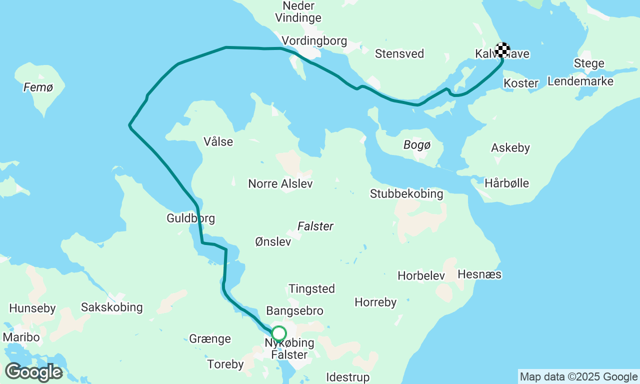 Nykøbing F til Kalvehave 