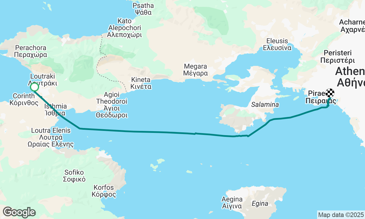 Sailing through Corinth Canal to Athens 