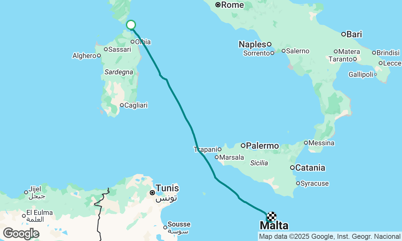 Sardinia to Malta