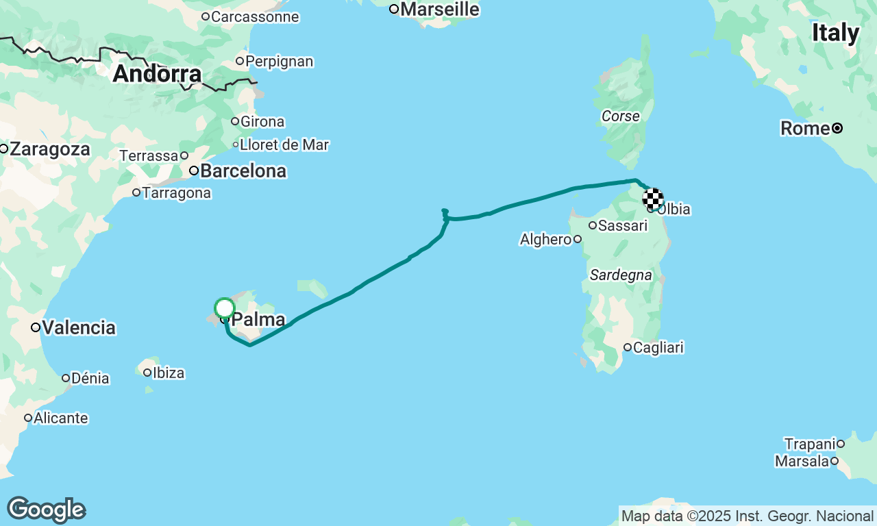 Palma de Mallorca to Olbia Sardinia