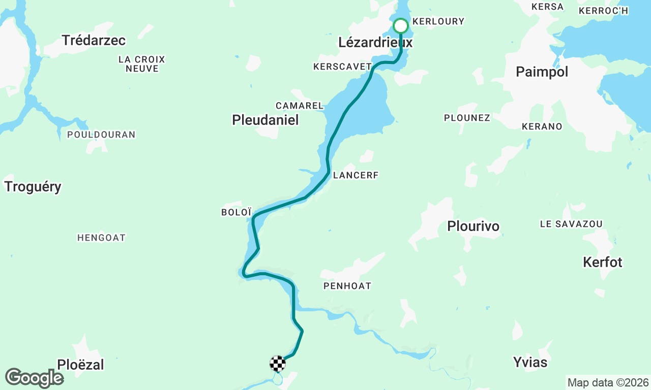 Lezardrieux to holding buoys at lock at Pontrieux