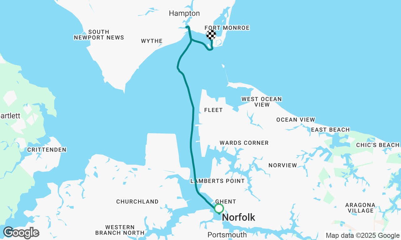 Norfolk to Hampton 