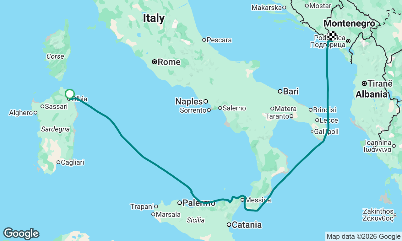 Delivery - Sardinia to Montenegro