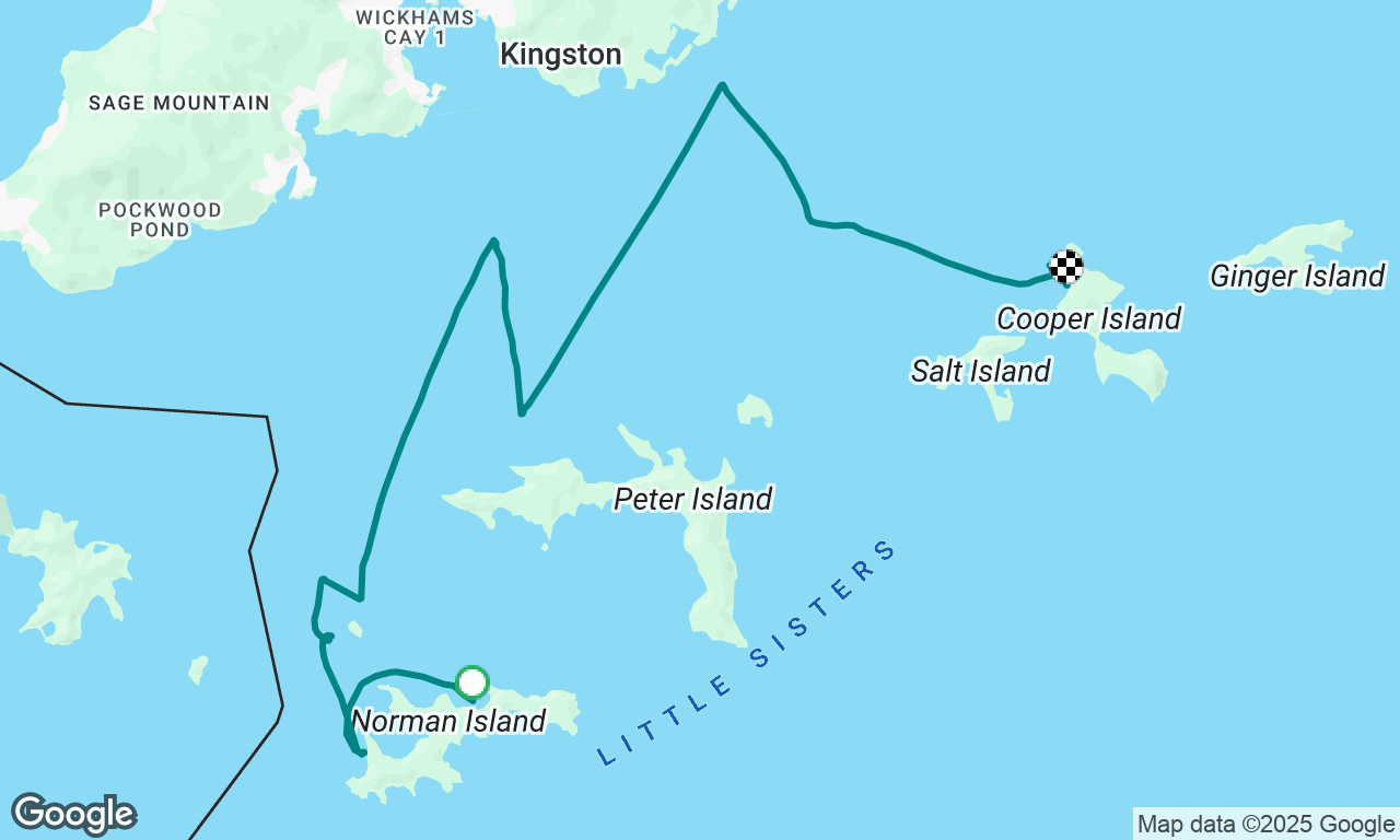 Benures Bay, Norman Island to Cooper Island 