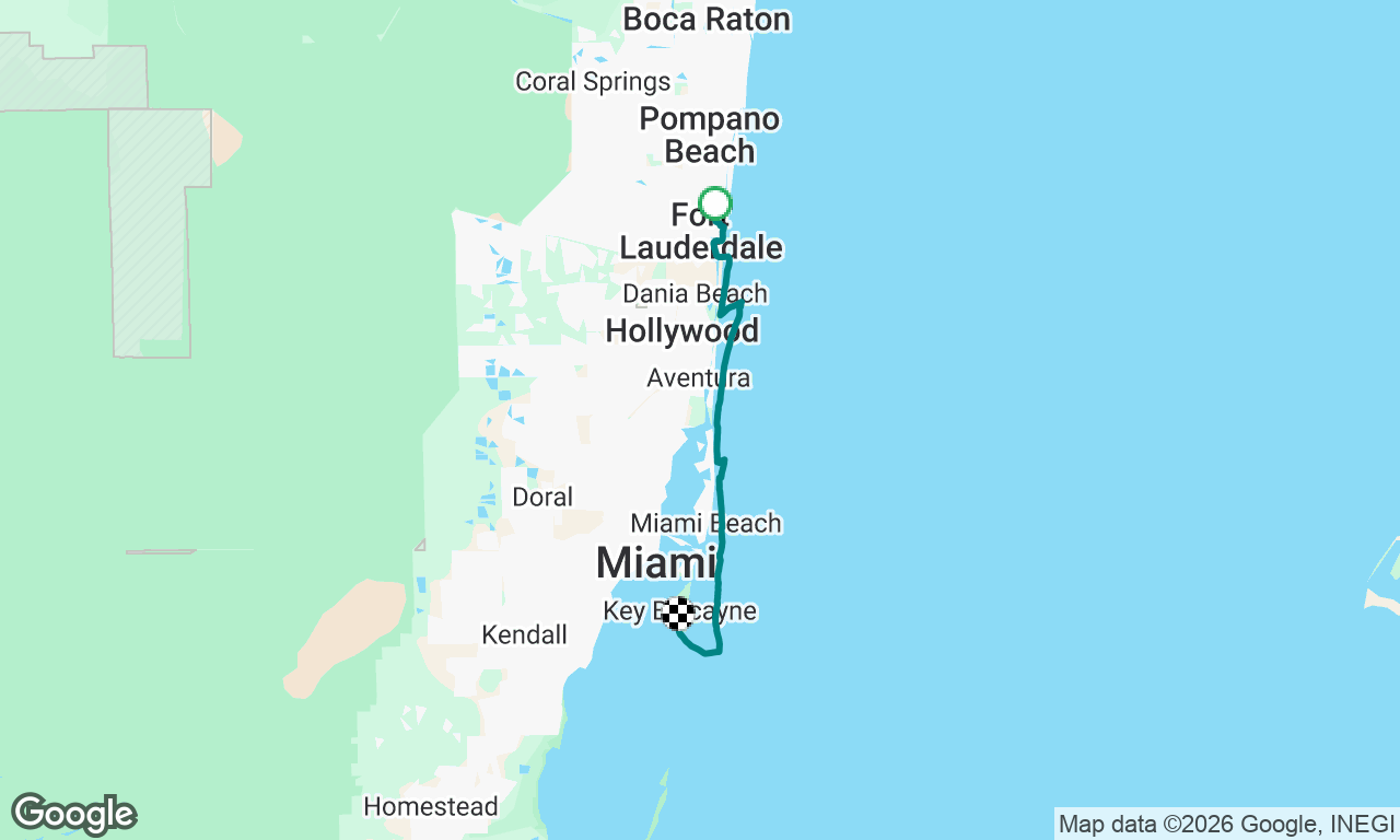 Fort Lauderdale, FL to Key Biscayne, FL
