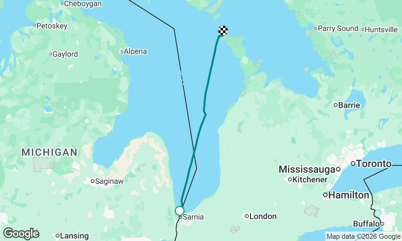 Découverte du lac Huron vers baie Géorgienne (solo)