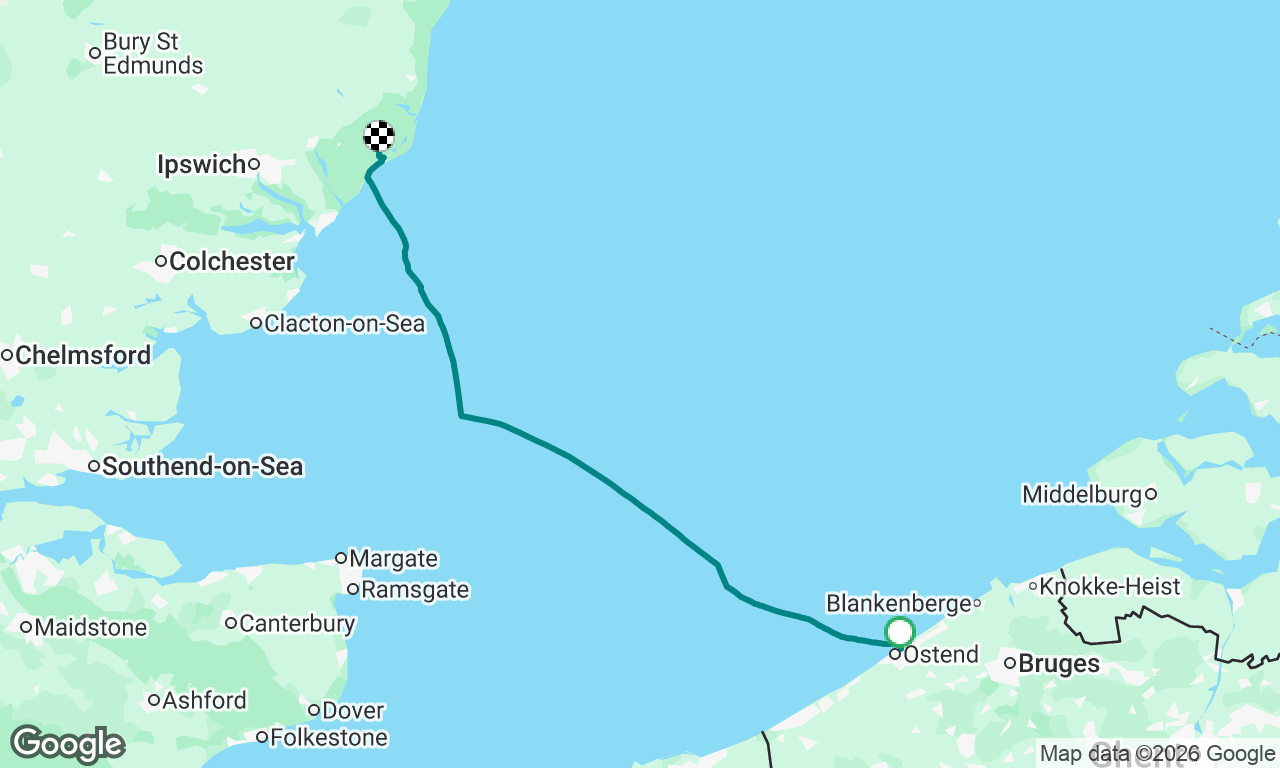 Oostend 🇧🇪 to Butley Creek 🇬🇧- return across the North Sea