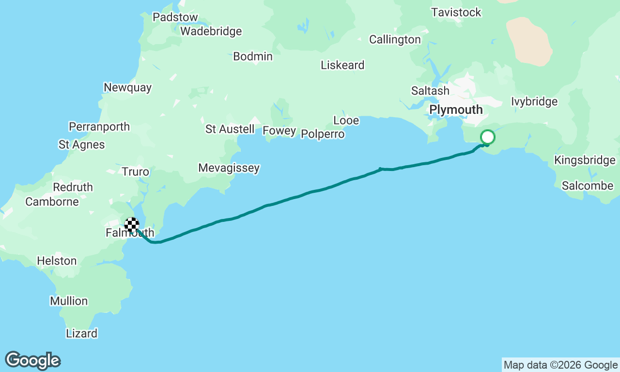 Grey motor to Falmouth, lit up by dolphins! 