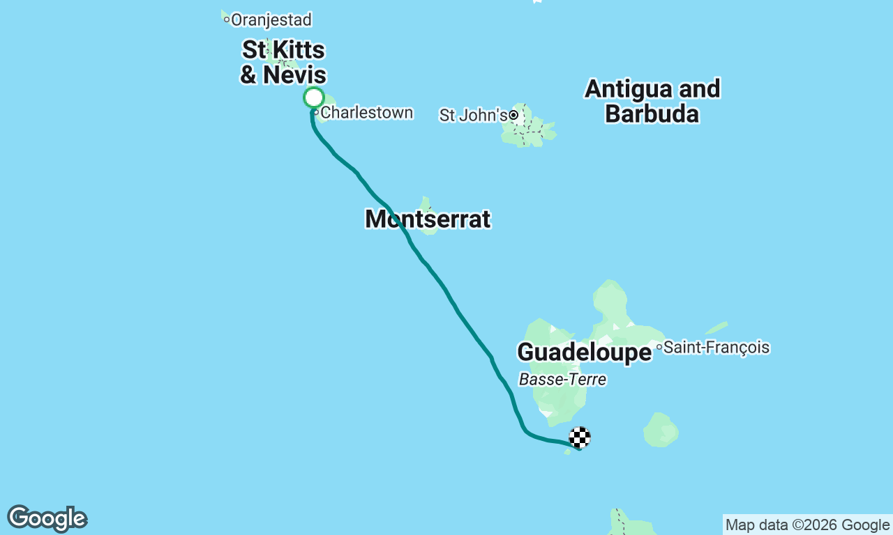 Dreamy sail from Nevis - send it to Montserrat!