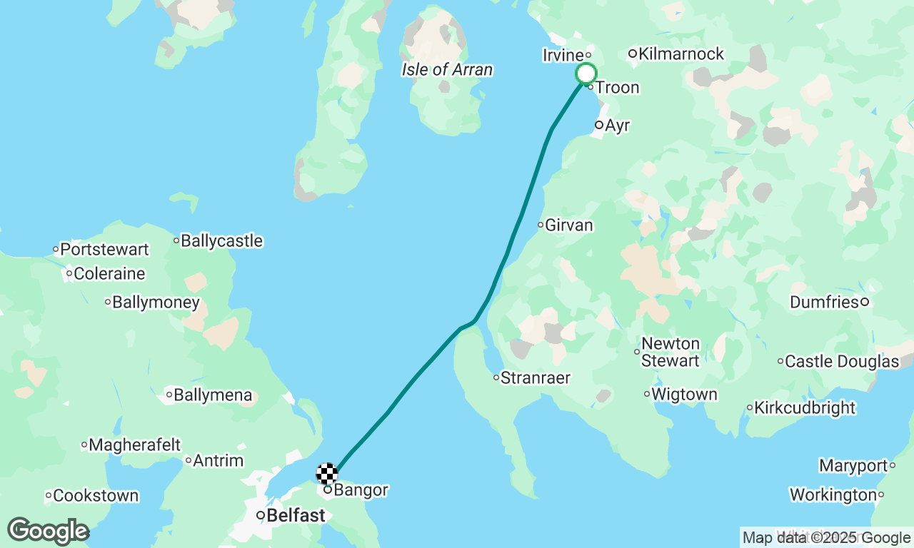Troon to Bangor
Wind gusting to over 30kts