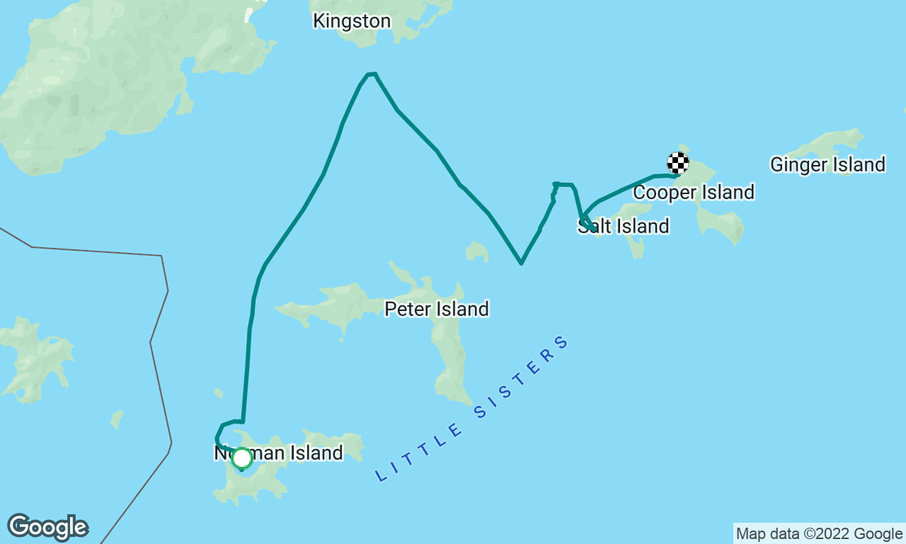 Norman Island to Cooper Island via Wreck of the Rhone.