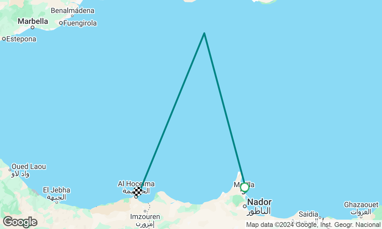 Melilla to Al hoceima trying via motril but thunderstorms :(