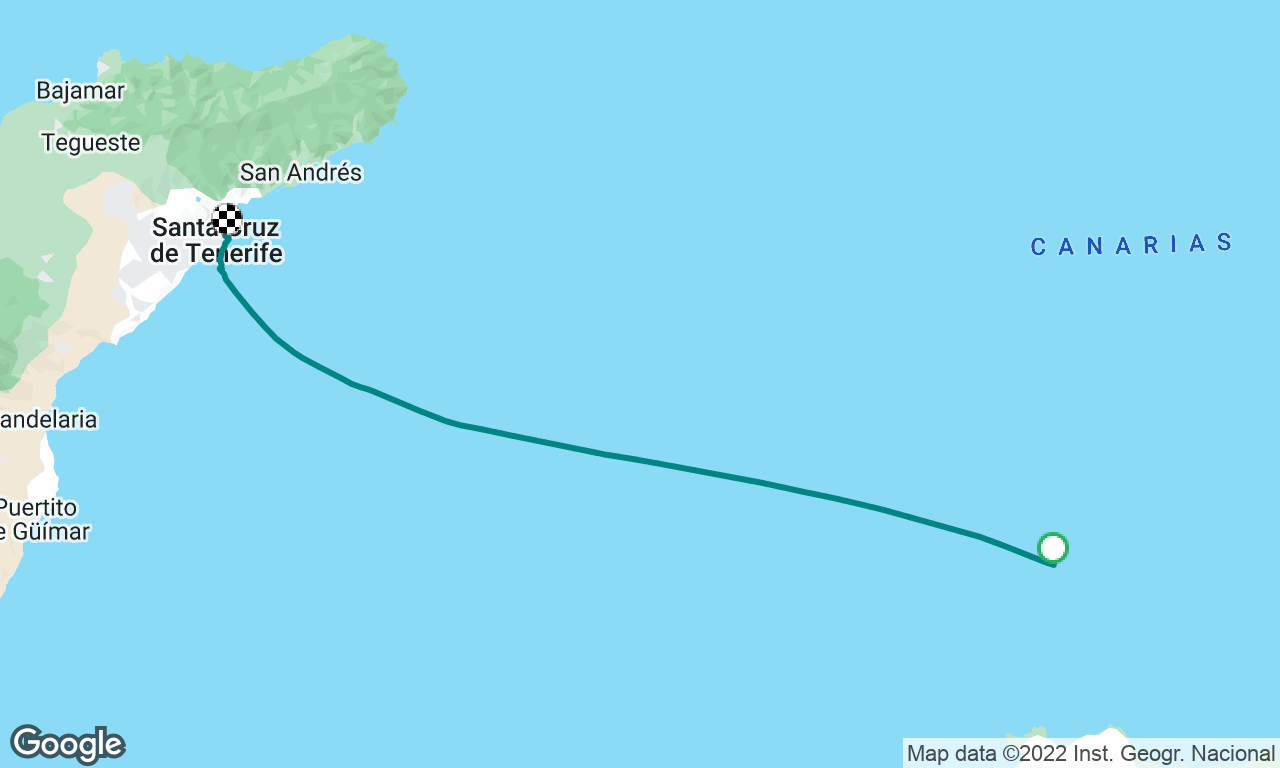 first time in Atlantic Ocean from Las Palmas to Santa Cruz de Tenerife