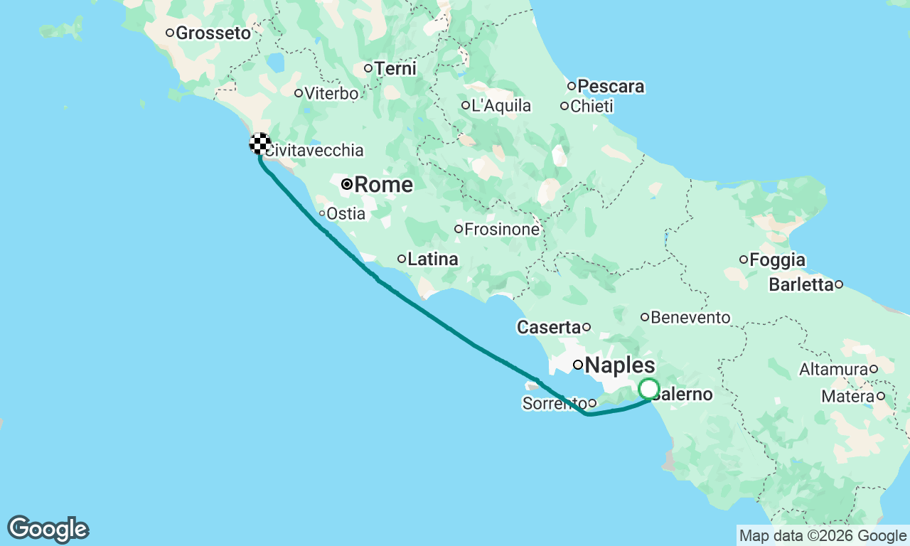 Salerno to Civitavecchia - Aug 8, 2026