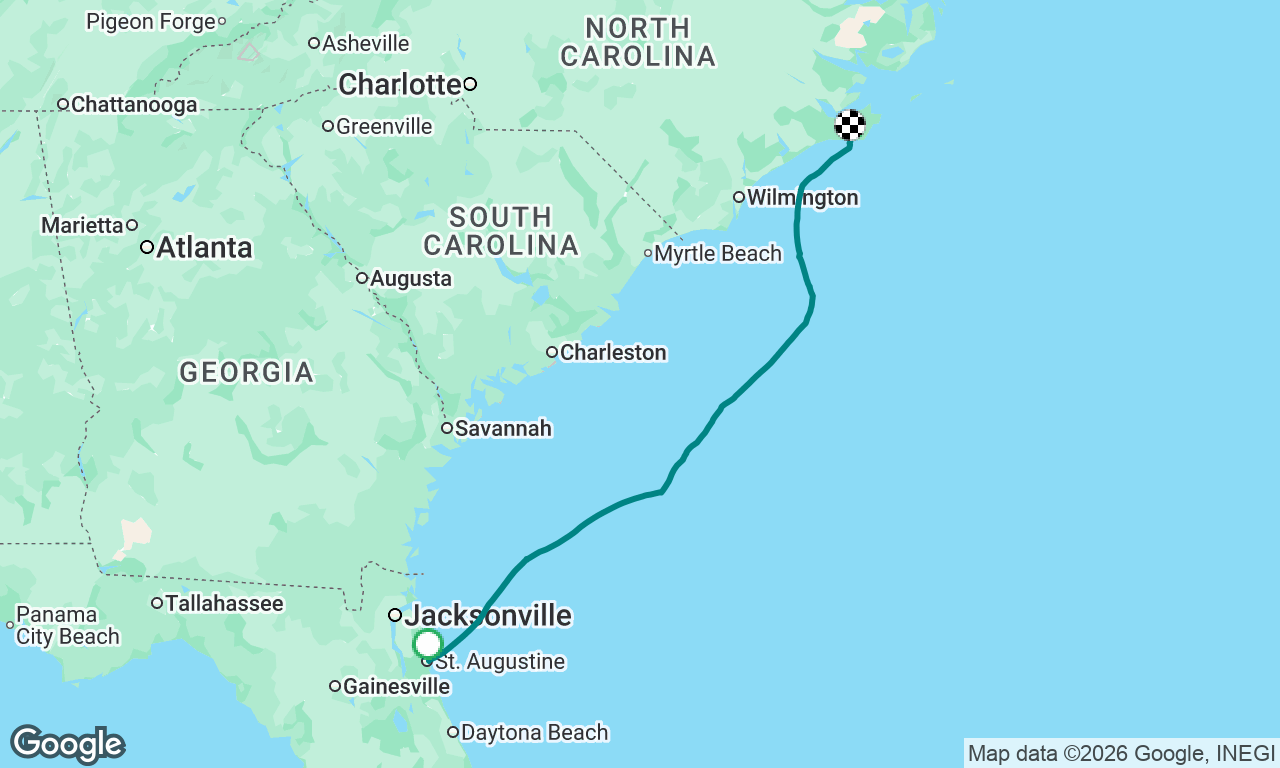 St Augustine to Beaufort, NC
