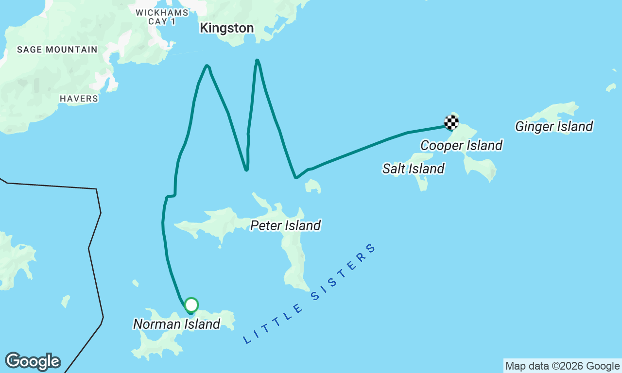 Benures Bay, Norman Island to Cooper Island 