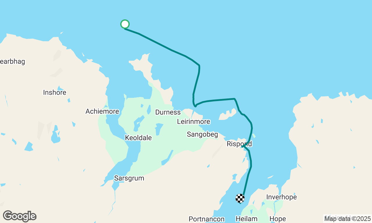 Less than a third of the trip from Kinlochbervie to Loch Eriboll