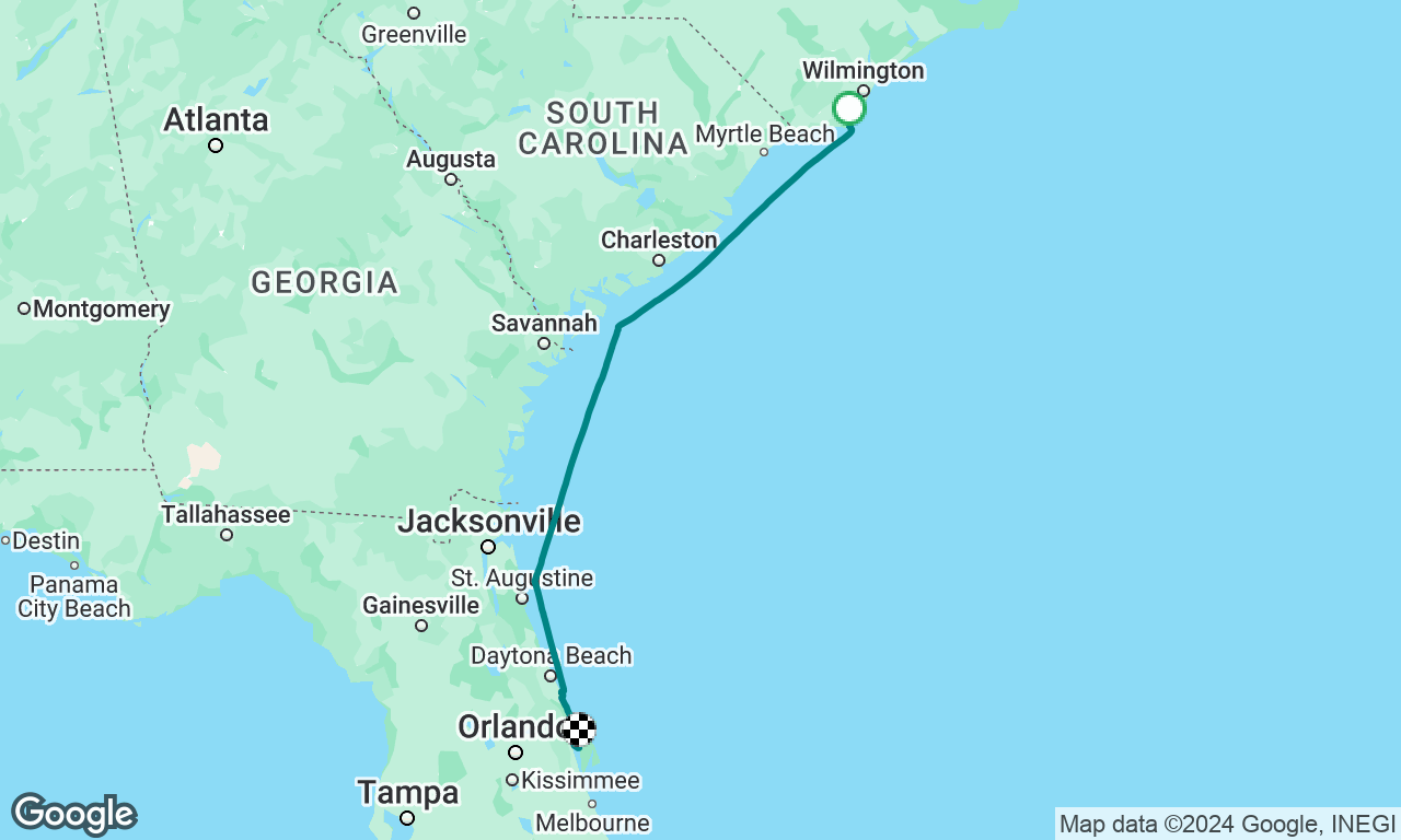 Southport NC to Cape Canaveral FL