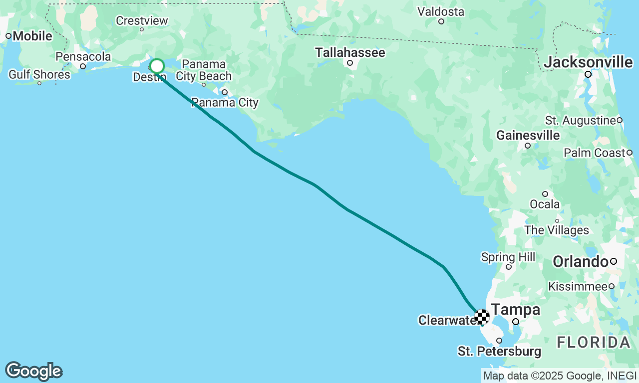 Destin Harbor to Clearwater overnight voyage. 