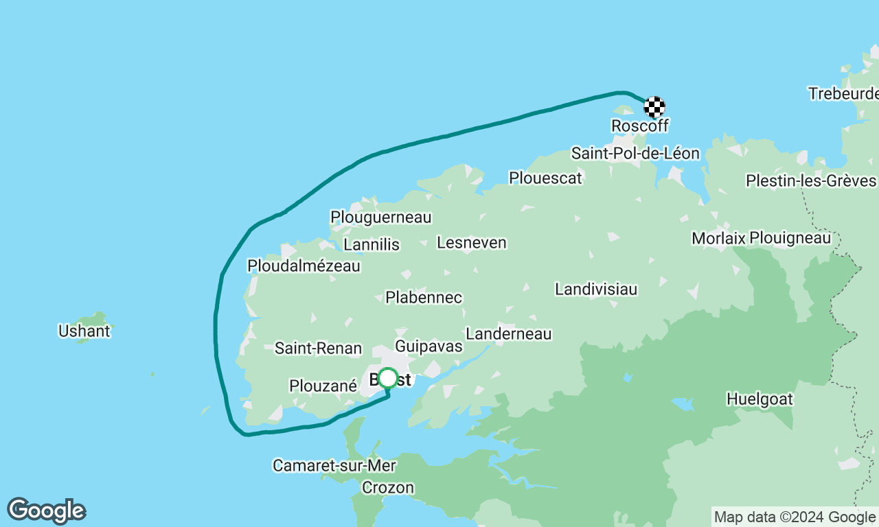Enjoyable long sail to Roscoff, 12.5kn max