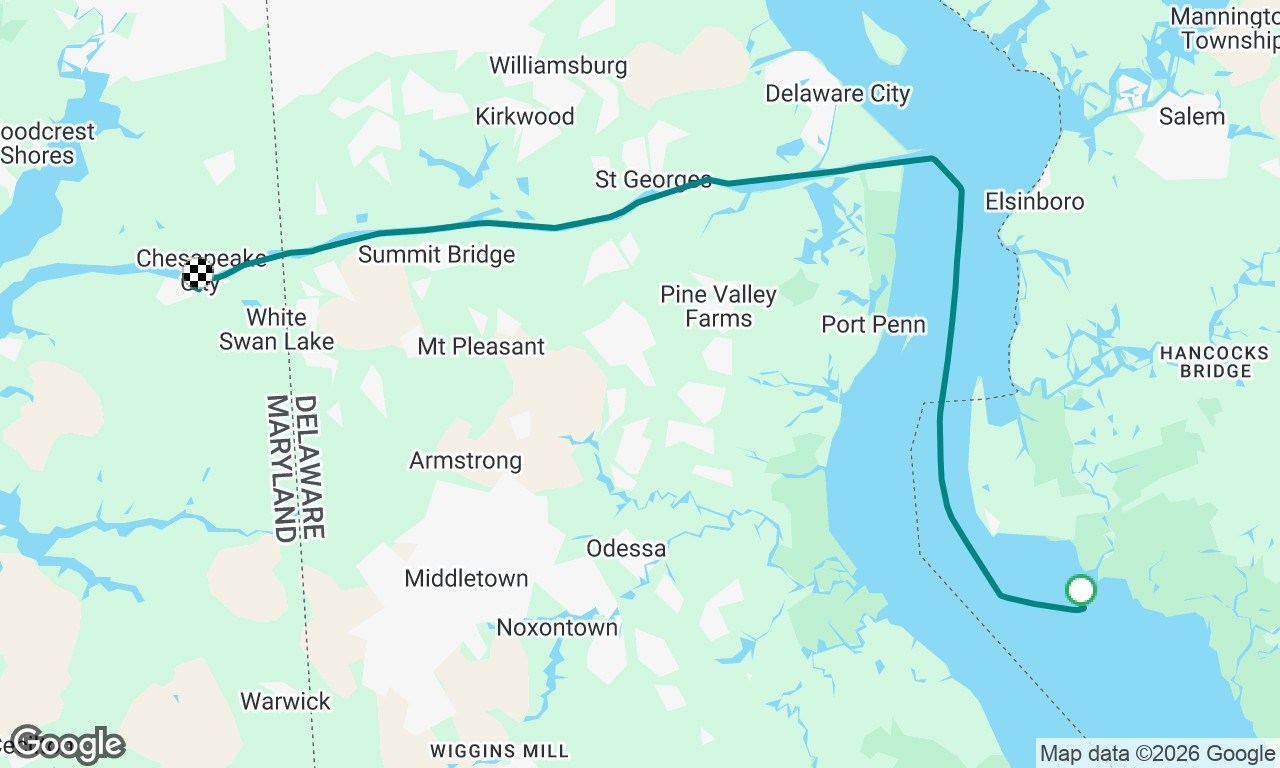 Hope Creek Jetty to Chesapeake City