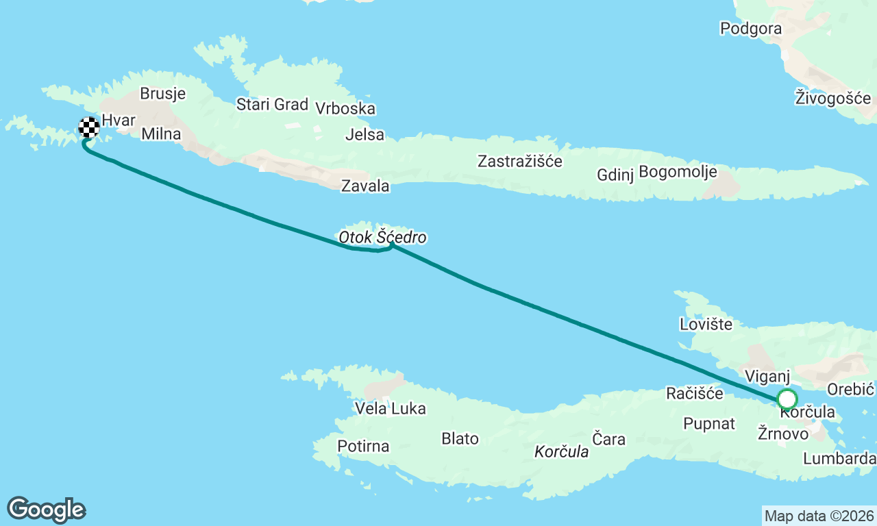 Korčula - Šćedro o. - Pakleni o. (Course CC)