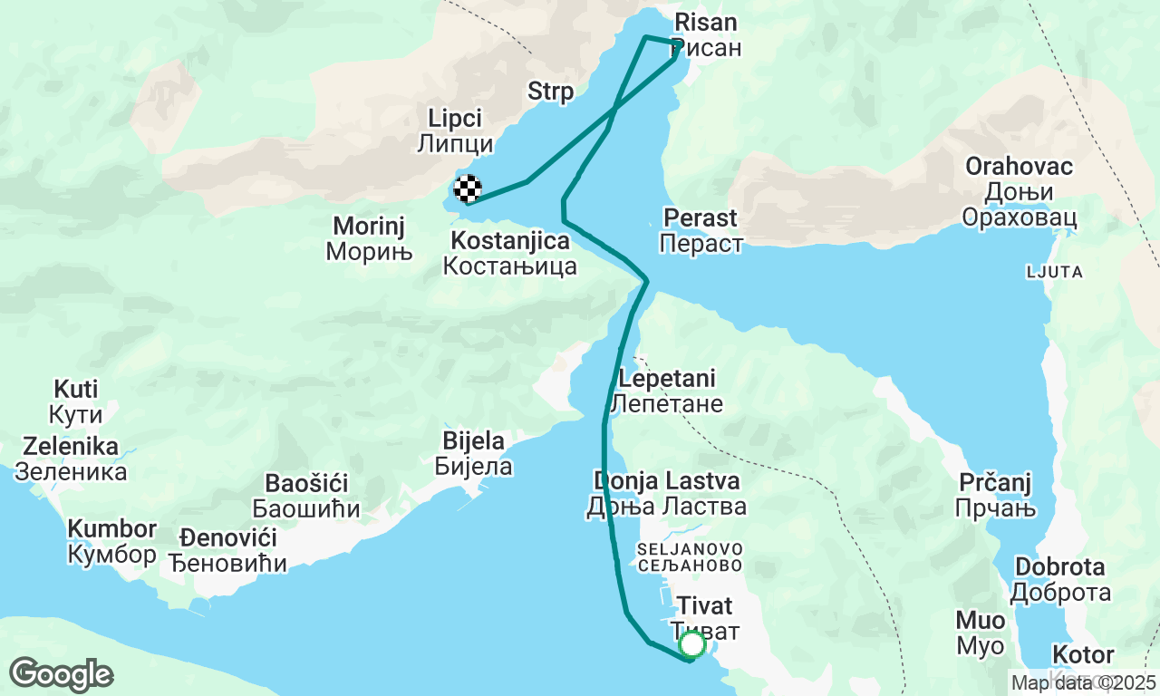 Tivat to Lipci (Morinj)
