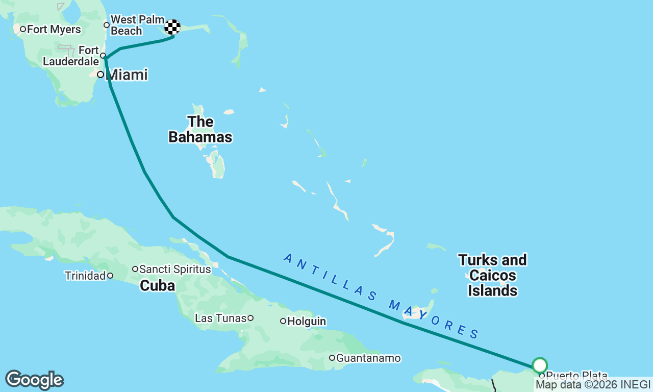 Puerto Plata (Dominican Republic) - Fort Lauderdale (USA) - Freeport (Bahamas)
