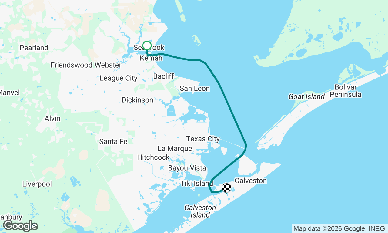 Clear Lake to Galveston