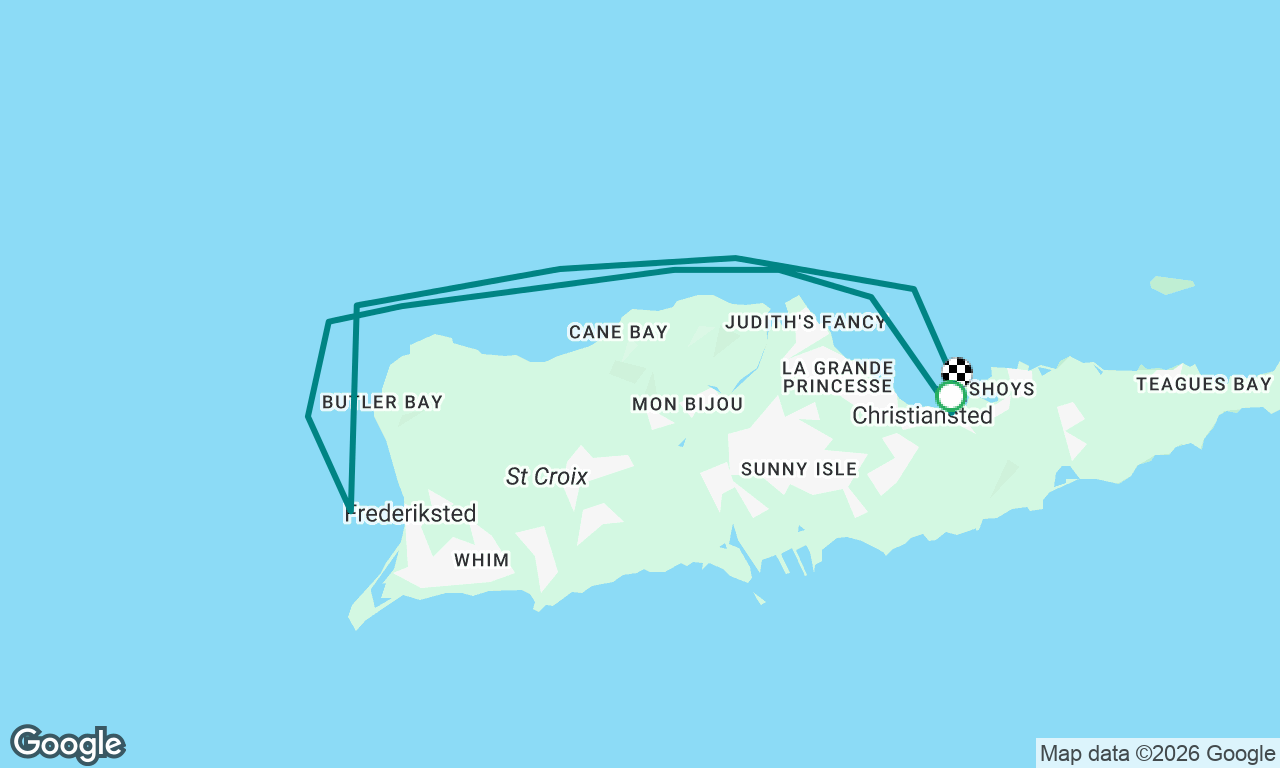 Halcyon around st Croix with 6 back to back squalls on return 