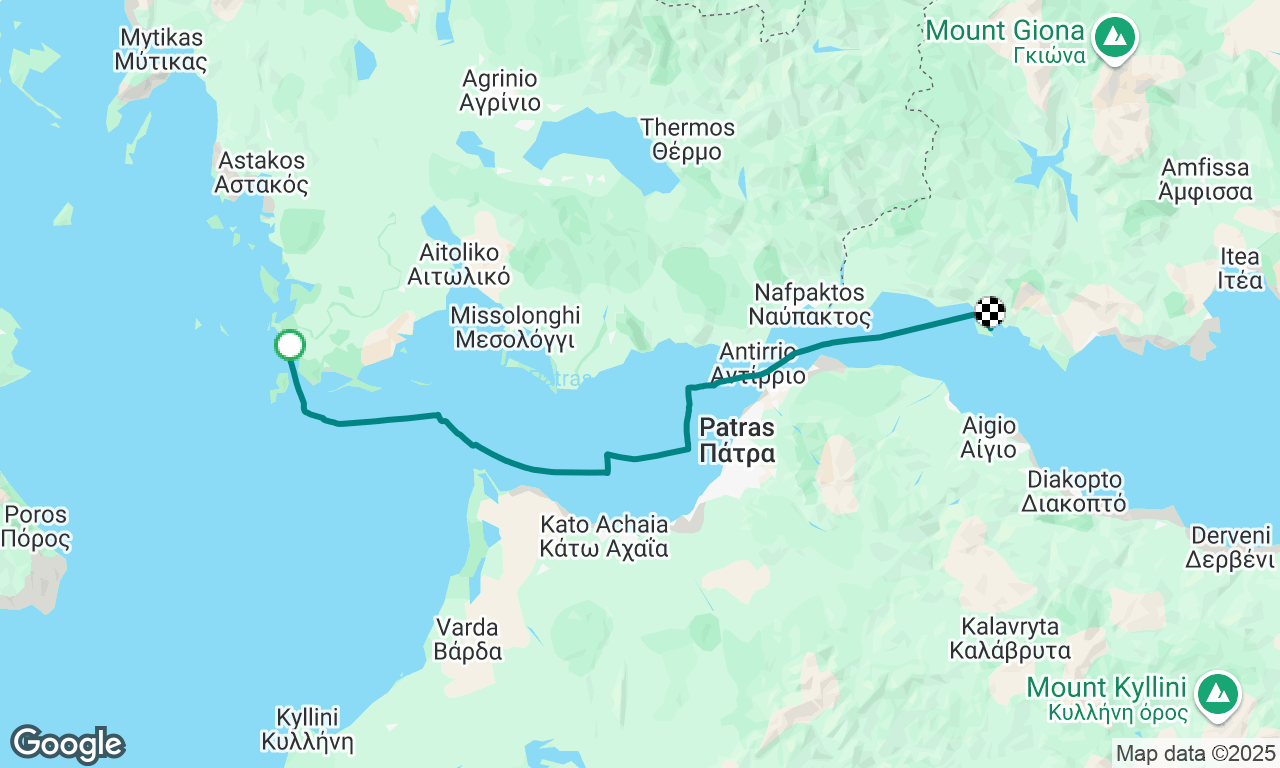 Passing under gulf of Corinth bridge 