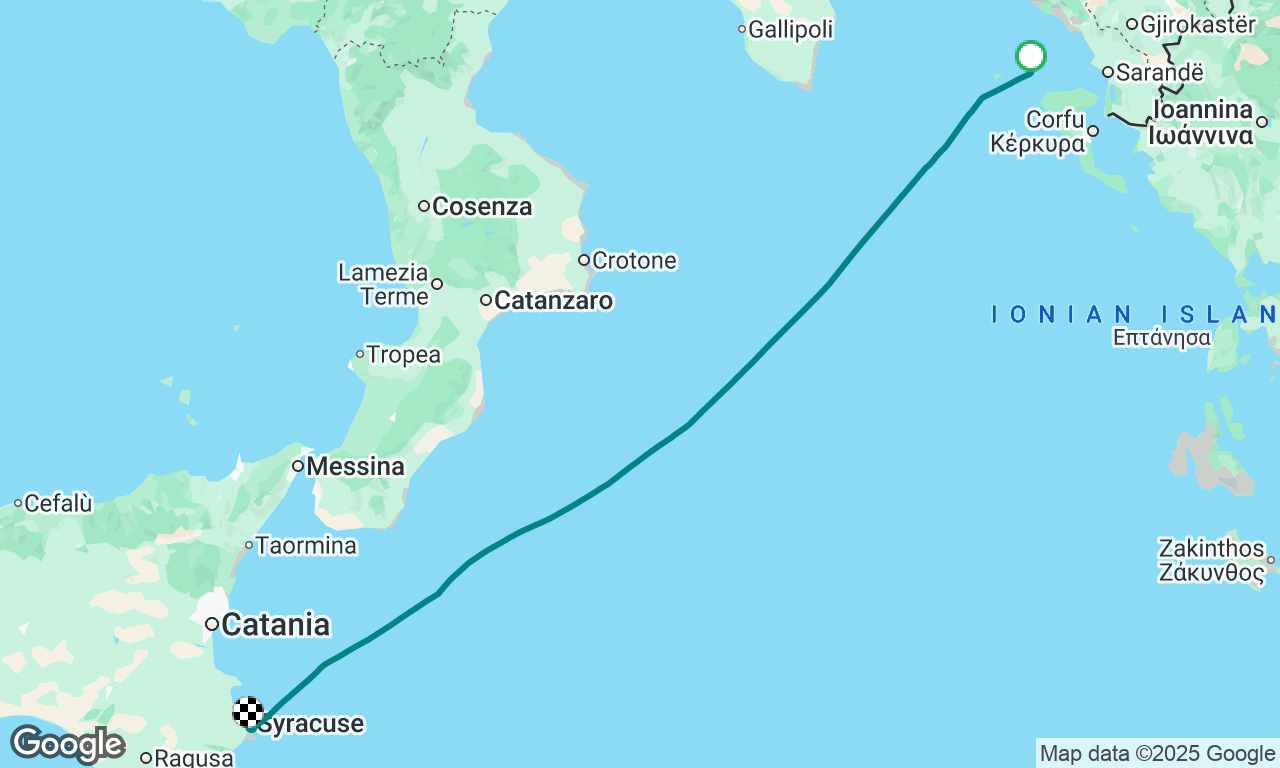 Erikoussa (Greece) to Syracuse (Sicily)