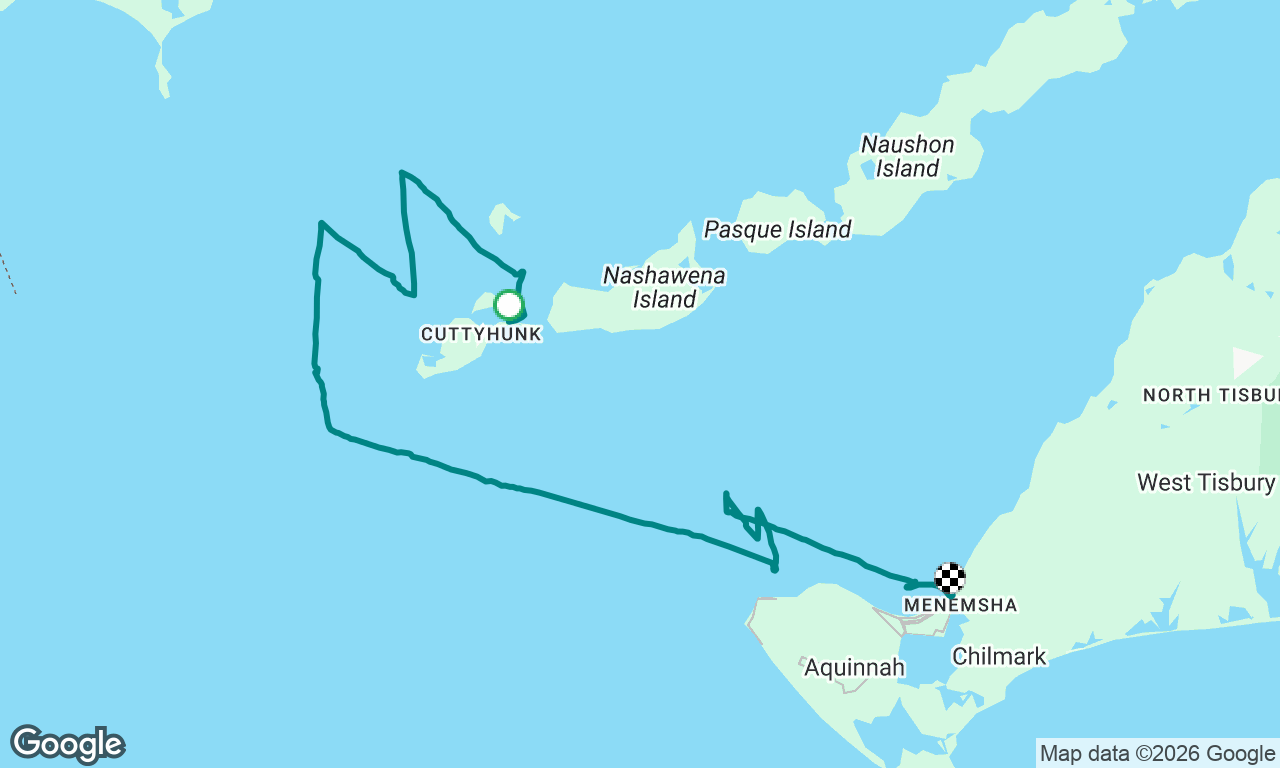 Cuttyhunk to Menemsha with 12-18 knts SW winds 