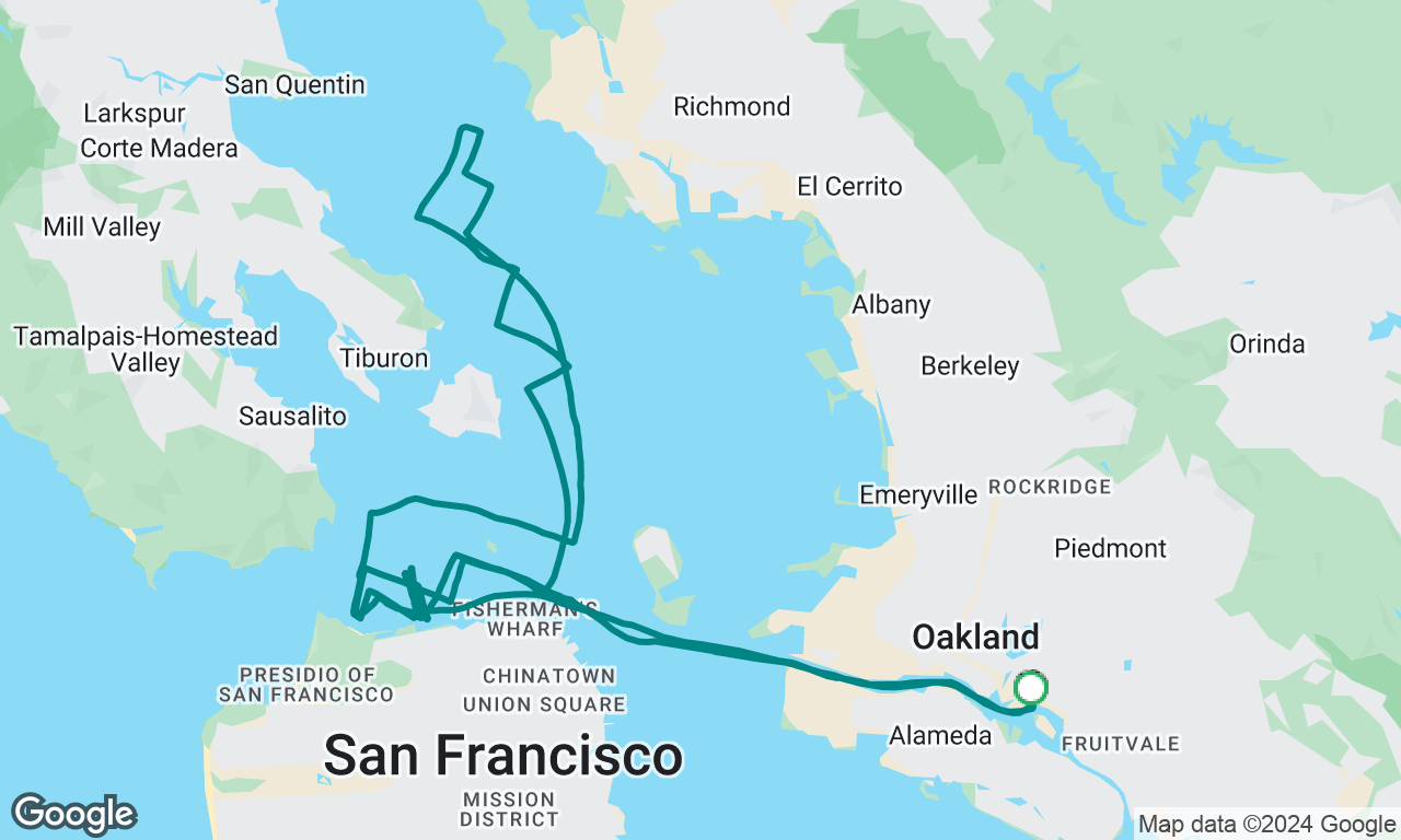 Originally the Farallones Race-RC rerouted us inside the Bay due to weather.