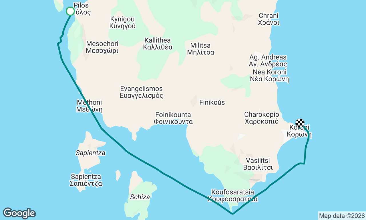 Ab jetzt Rückfahrt nach Kalamata 