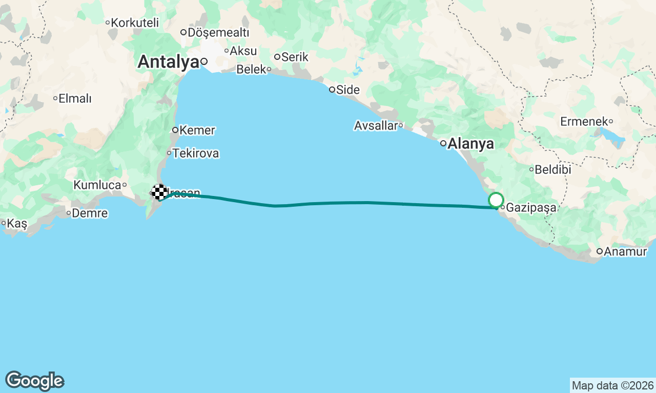 Gazipaşa to Gocek
