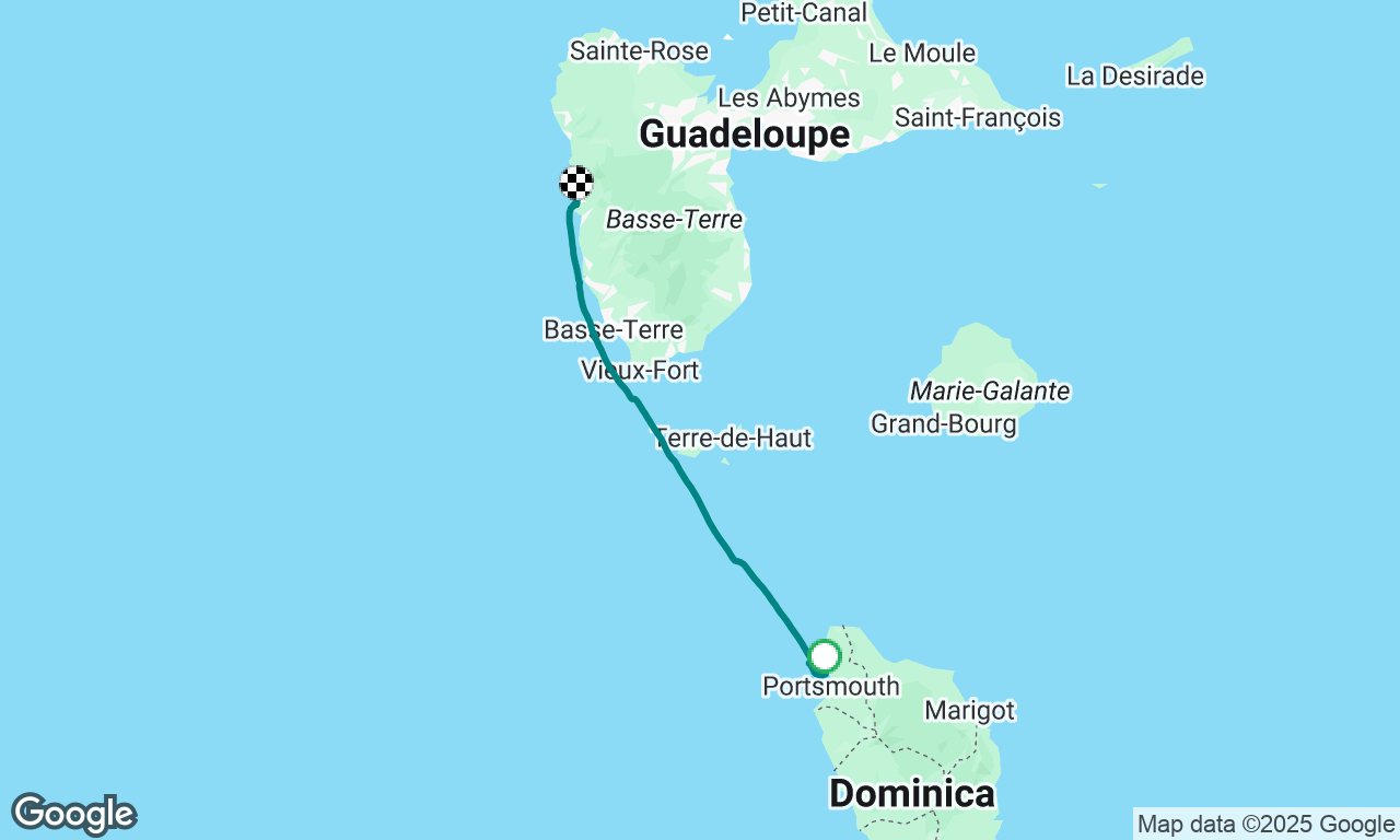 Saint Lucia to Sint Martin
Day 4 Portsmouth Dominica to Pigeon Island Guadalupe 