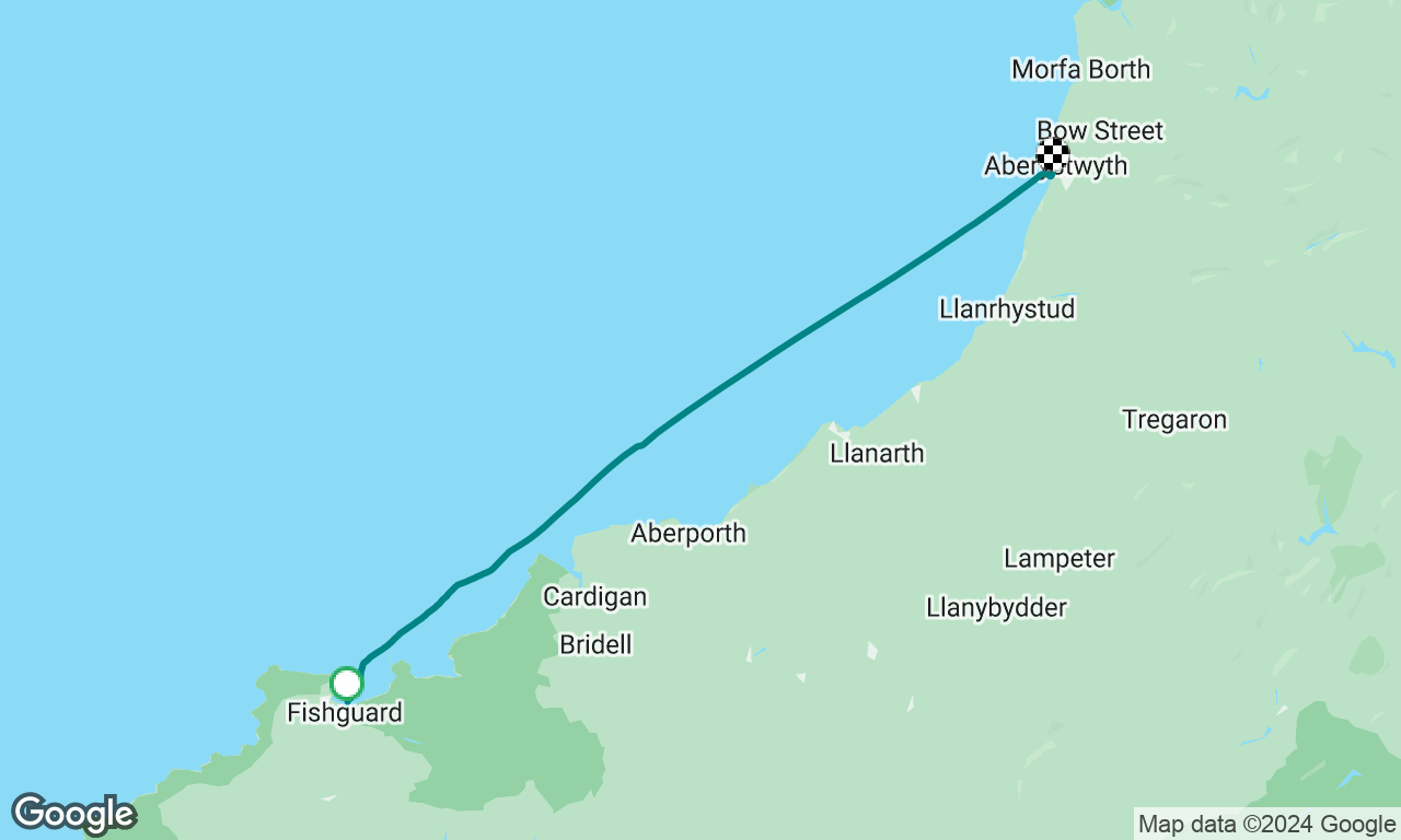Long slog against the tide and nightmare breeze into Aber. 