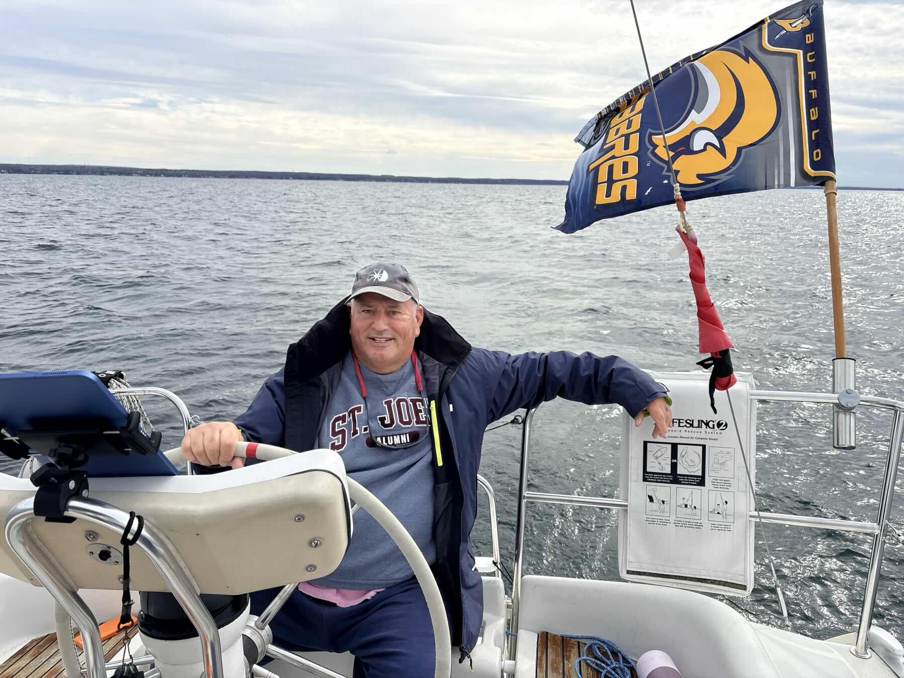 The Admiral on the Helm for a great fall sail_BCEA84E1-2384-4A42-A5B7-401FC8921EBA