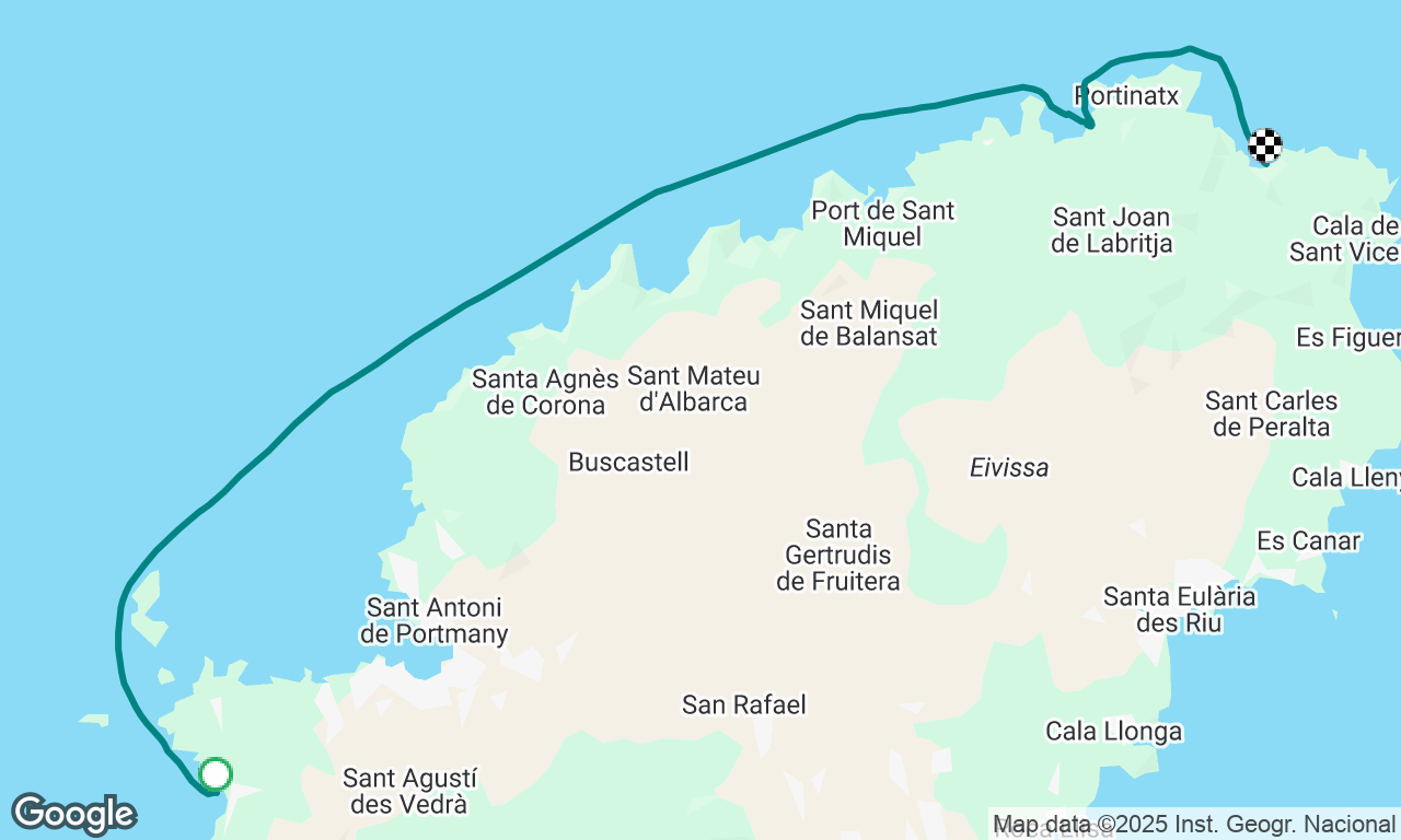 Motor sail along north Ibiza 