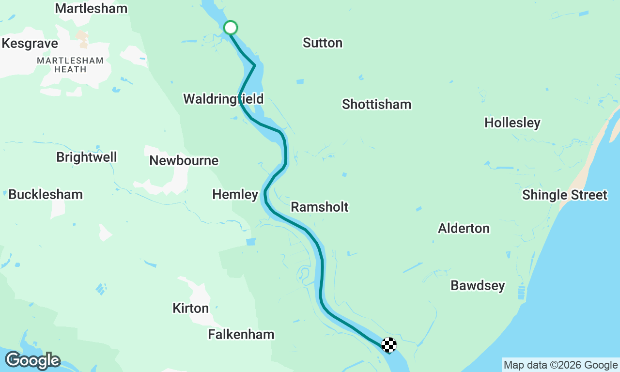 Back up river to Felixstowe ferry 