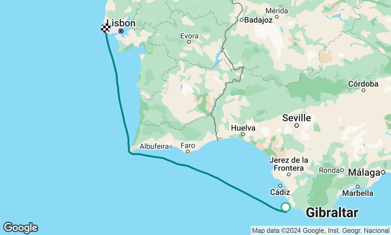 Pisa to Cork, from Gibraltar after fuel stop 