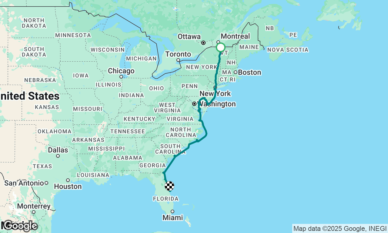 Burlington Vermont  to Cape Canaveral FL