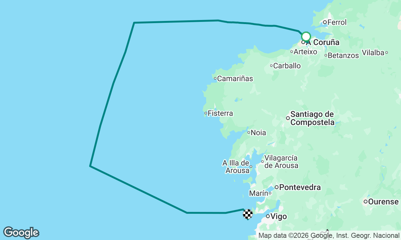 A Coruna to Isla de Cies with orca encounter on sister ship